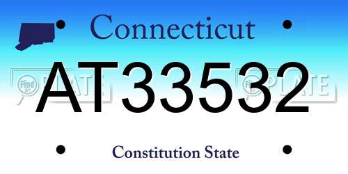 AT33532 Connecticut License Plate