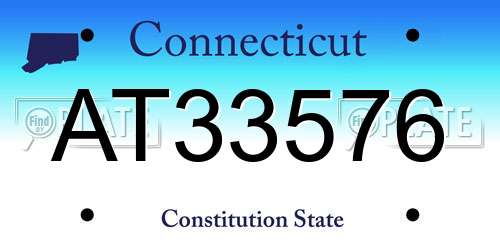 AT33576 Connecticut License Plate