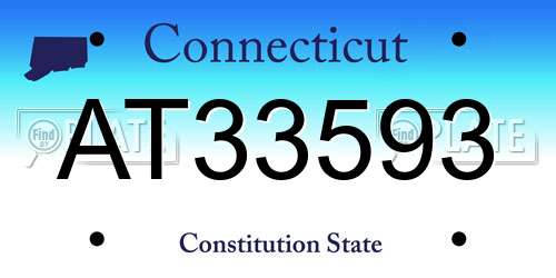 AT33593 Connecticut License Plate