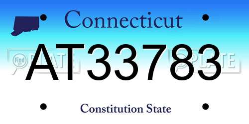 AT33783 Connecticut License Plate
