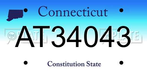 AT34043 Connecticut License Plate