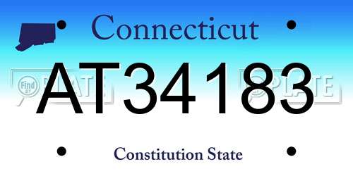 AT34183 Connecticut License Plate