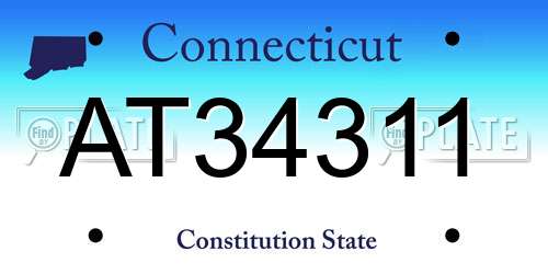 AT34311 Connecticut License Plate