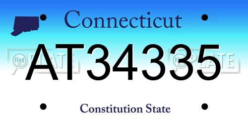 AT34335 Connecticut License Plate