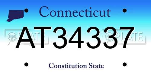 AT34337 Connecticut License Plate