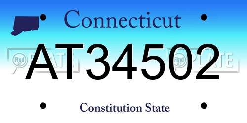 AT34502 Connecticut License Plate