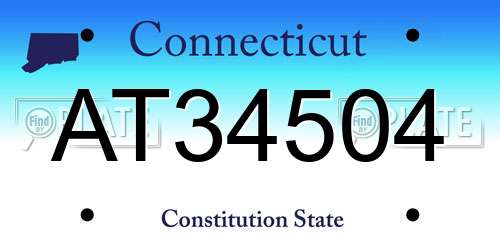 AT34504 Connecticut License Plate