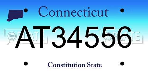 AT34556 Connecticut License Plate