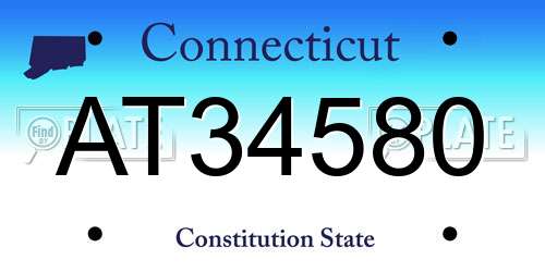 AT34580 Connecticut License Plate