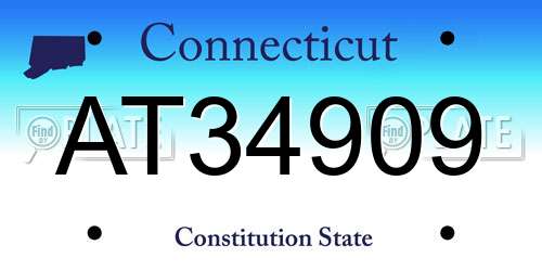 AT34909 Connecticut License Plate