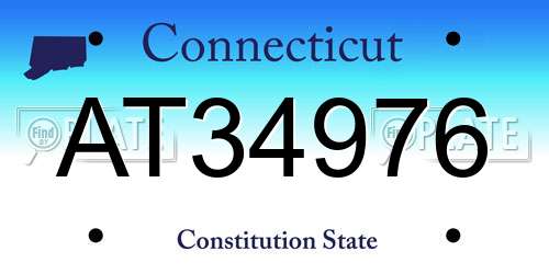 AT34976 Connecticut License Plate