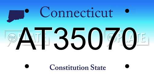 AT35070 Connecticut License Plate