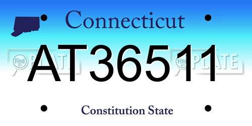 AT36511 Connecticut License Plate