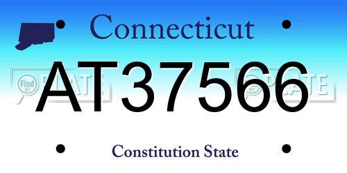 AT37566 Connecticut License Plate