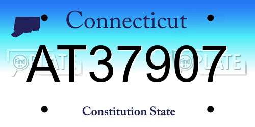 AT37907 Connecticut License Plate