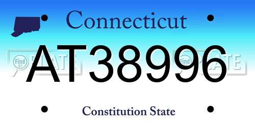 AT38996 Connecticut License Plate