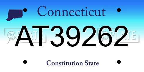 AT39262 Connecticut License Plate