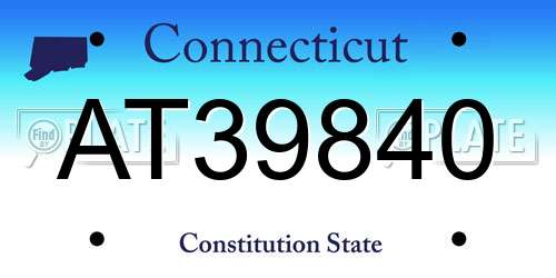 AT39840 Connecticut License Plate