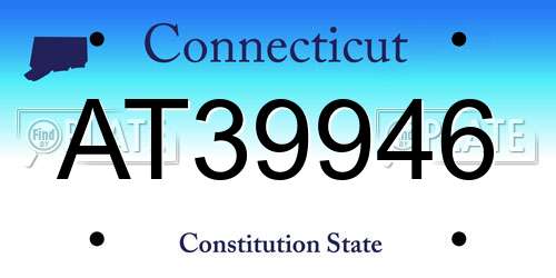 AT39946 Connecticut License Plate
