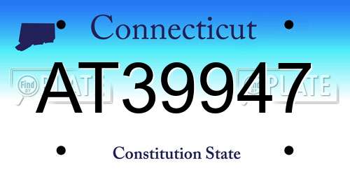 AT39947 Connecticut License Plate