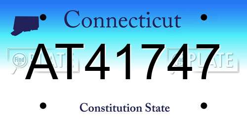 AT41747 Connecticut License Plate