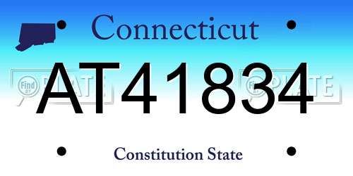 AT41834 Connecticut License Plate