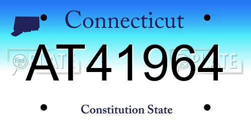 AT41964 Connecticut License Plate