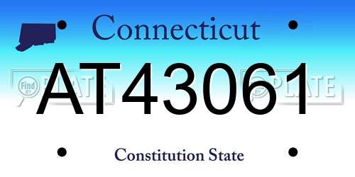 AT43061 Connecticut License Plate