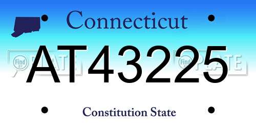 AT43225 Connecticut License Plate