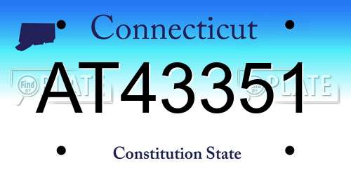 AT43351 Connecticut License Plate