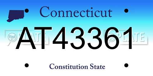 AT43361 Connecticut License Plate