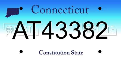 AT43382 Connecticut License Plate