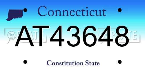 AT43648 Connecticut License Plate