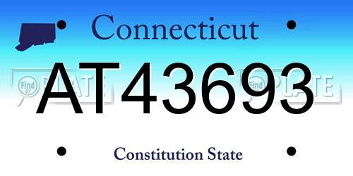 AT43693 Connecticut License Plate