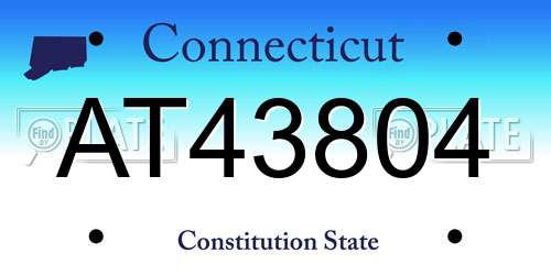 AT43804 Connecticut License Plate