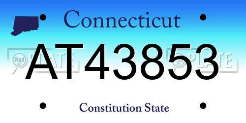 AT43853 Connecticut License Plate