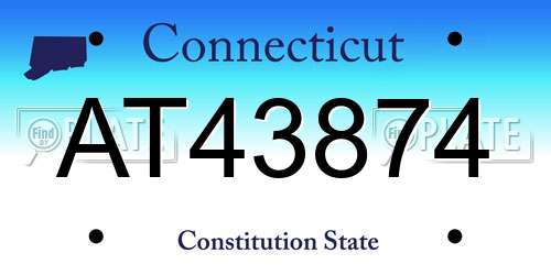 AT43874 Connecticut License Plate