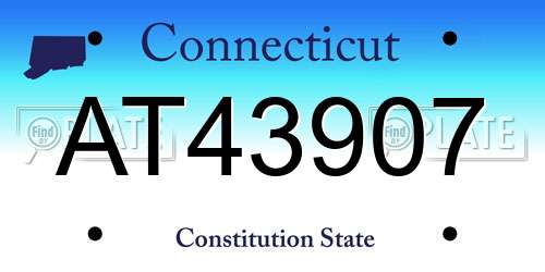AT43907 Connecticut License Plate