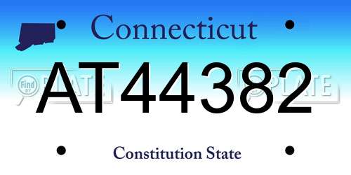AT44382 Connecticut License Plate