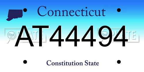 AT44494 Connecticut License Plate