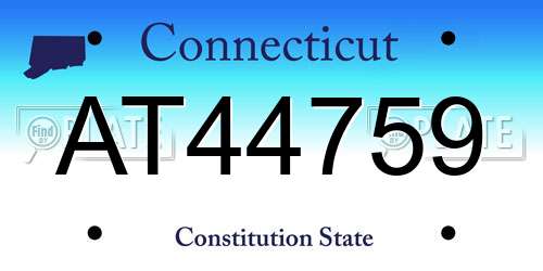 AT44759 Connecticut License Plate