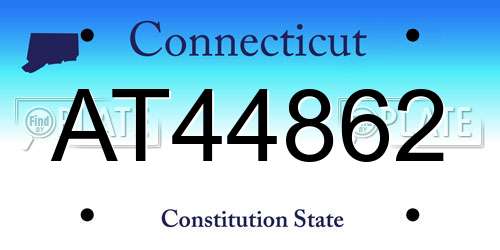 AT44862 Connecticut License Plate