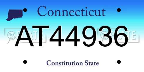 AT44936 Connecticut License Plate