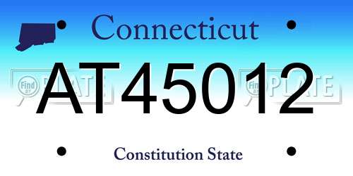 AT45012 Connecticut License Plate