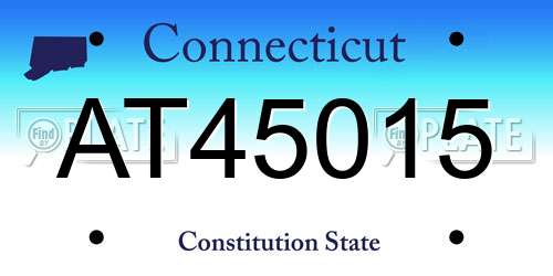 AT45015 Connecticut License Plate