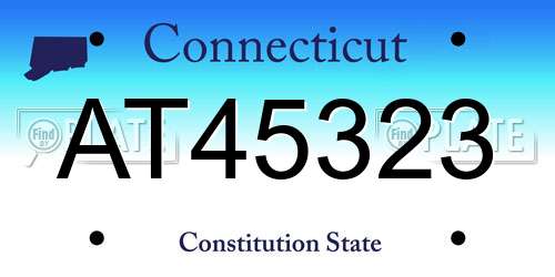 AT45323 Connecticut License Plate