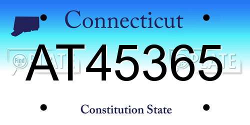 AT45365 Connecticut License Plate