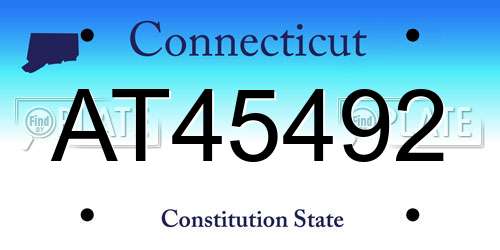 AT45492 Connecticut License Plate