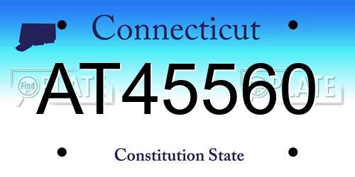 AT45560 Connecticut License Plate