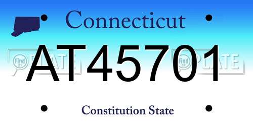 AT45701 Connecticut License Plate